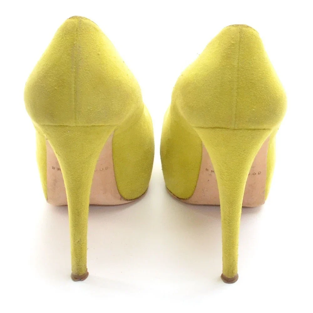 Brian Atwood Maniac Lime Suede Platform High Pumps 36